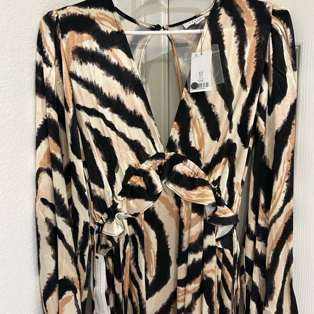 Topshop Riviera Long Sleeve Midi Dress